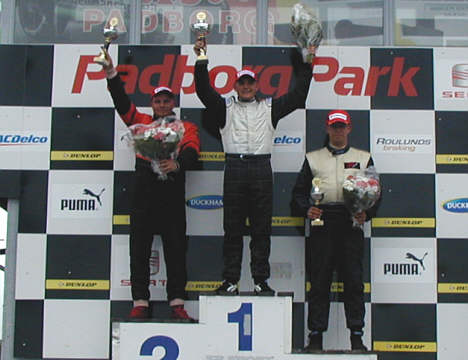 Casper Lind Poulsen vinder af det første løb, på 2. pladsen Christian Pedersen og på 3. pladsen Flemming Schantz.